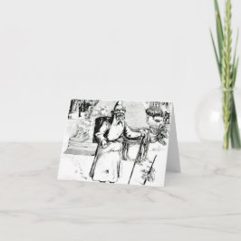Kerst Kaart  Santa Black White