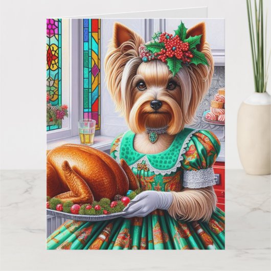 Kerst Kaart Silky Terrier (Voorkant)