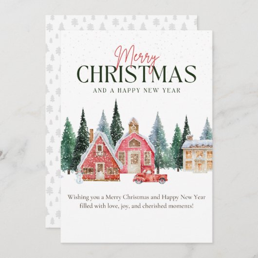 Kerst Kaart - Sneeuw & Bomen (Voorkant / Achterkant)