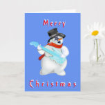 Kerst Kaart Sneeuwman met Gitaar Rock Muziek<br><div class="desc">Snowman Rock'n'Roll - Merry Christmas Kaarten - of Kies uw favoriete kleuren / tekst / lettertype</div>