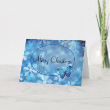 Kerst Kaart Sneeuwvlokken & Blue Morpho Butterfly