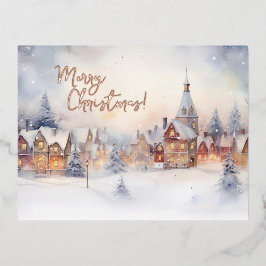 Kerst Kaart, sneeuwwinterlandschap Folie Feestdagen Briefkaart