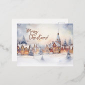 Kerst Kaart, sneeuwwinterlandschap Folie Feestdagen Briefkaart (Voorkant / Achterkant)