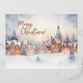 Kerst Kaart, sneeuwwinterlandschap Folie Feestdagen Briefkaart (Voorkant)