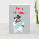 Kerst Kaart Snowman gitaar speler<br><div class="desc">Sneeuwman met Gitaar MIGNED Painting - Merry Christmas Kaarten - of Kies uw favoriete achtergrondkleuren!</div>