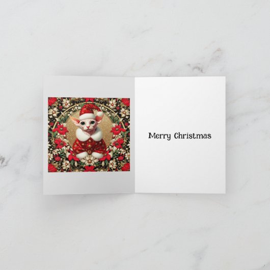 Kerst Kaart Sphynx Kat Santa (Binnen)
