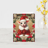 Kerst Kaart Sphynx Kat Santa (Gele Bloem)