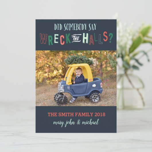 Kerst Kaart, Vakantie Fotokaart, Grappig Feestdagenkaart (Staand voorkant)