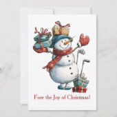 Kerst Kaart voor golfliefhebbers - Snowman Design (Voorkant)