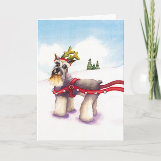 Kerst Kaart voor Hondenliefhebber - Schnauzer Rein (Voorkant)