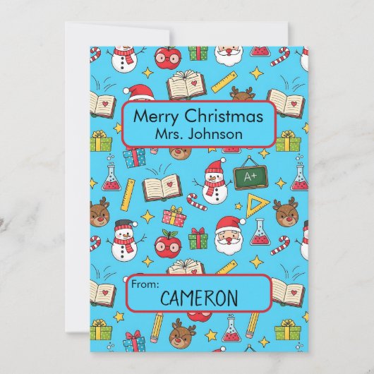 Kerst Kaart voor kinderen schoolleraar (Voorkant)