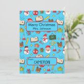 Kerst Kaart voor kinderen schoolleraar (Staand voorkant)