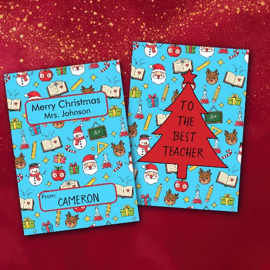 Kerst Kaart voor kinderen schoolleraar