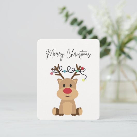 Kerst Kaart "Vrolijk Kerstfeest" - Rendier (Staand voorkant)