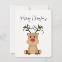 Kerst Kaart "Vrolijk Kerstfeest" - Rendier