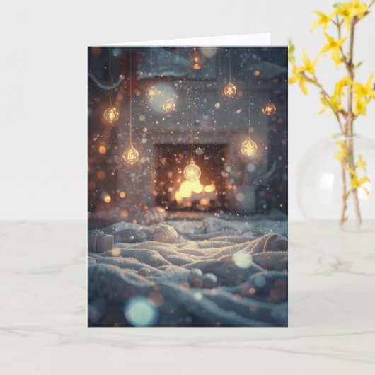 Kerst Kaart - Warmth, Comfort & Joy (Gele Bloem)