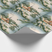 Kerst-Kaart winterkerk Silent Night Cadeaupapier (Hoek)