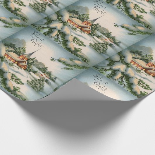 Kerst-Kaart winterkerk Silent Night Cadeaupapier (Hoek)