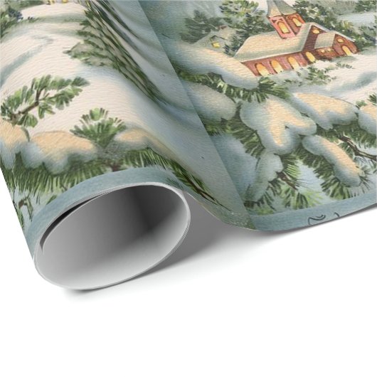 Kerst-Kaart winterkerk Silent Night Cadeaupapier (Rol Hoek)