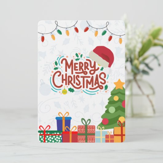 Kerst Kaart Wit Tweezijdig (Staand voorkant)