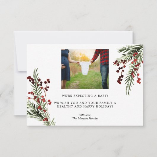 Kerst Kaart zwangerschapsaankondiging vakantie (Achterkant)