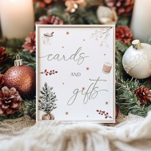 Kerst Kaarten en geschenken Tafelteken Poster