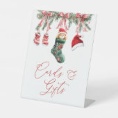 Kerst Kaarten & Geschenken Tafel Tent Teken Reclamebord Met Voetstuk (Voorkant)