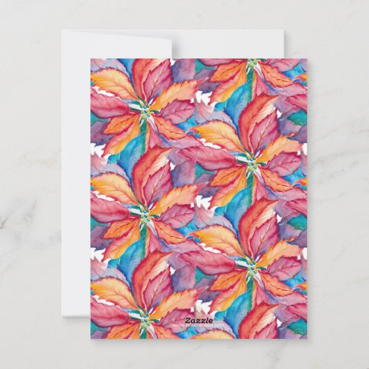 Kerst Kaarten Kleurrijke Waterverf Poinsettia (Achterkant)