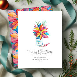 Kerst Kaarten Kleurrijke Waterverf Poinsettia