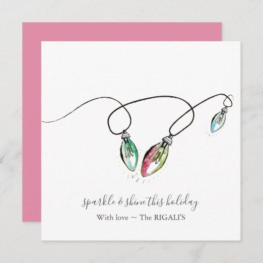 Kerst Kaarten met de moderne String of Lights Notitiekaartje (Voorkant / Achterkant)