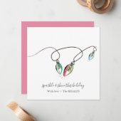 Kerst Kaarten met de moderne String of Lights Notitiekaartje (Voorkant / Achterkant in situ)