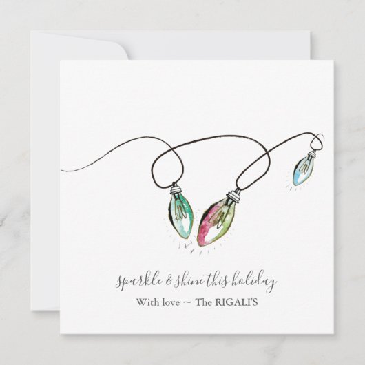 Kerst Kaarten met de moderne String of Lights Notitiekaartje (Voorkant)