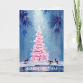 Kerst Kaarten | roze boom (Voorkant)