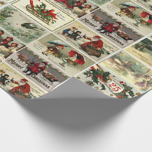 Kerst Kaarten Santa Claus Collage Cadeaupapier (Hoek)