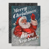 Kerst Kaarten Vintage Santa Claus Faux Folie (Voorkant / Achterkant)