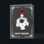 kerst-Kaarten voor kerstvoetballer Feestdagen Kaart<br><div class="desc">ornament Holiday Greeting Kaarten met chalkboard soccer. Professionele vakantiekaarten zijn industriespecifieke vakantiekaarten. Deze speciale vakantiekaarten zullen uw feestelijke groeten een beetje uniek maken</div>