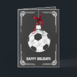 kerst-Kaarten voor kerstvoetballer Feestdagen Kaart<br><div class="desc">ornament Holiday Greeting Kaarten met chalkboard soccer. Professionele vakantiekaarten zijn industriespecifieke vakantiekaarten. Deze speciale vakantiekaarten zullen uw feestelijke groeten een beetje uniek maken</div>