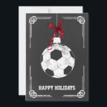 kerst-Kaarten voor kerstvoetballer Feestdagenkaart<br><div class="desc">ornament Holiday Greeting Kaarten met chalkboard soccer. Professionele vakantiekaarten zijn industriespecifieke vakantiekaarten. Deze speciale vakantiekaarten zullen uw feestelijke groeten een beetje uniek maken</div>
