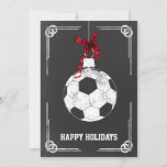 kerst-Kaarten voor kerstvoetballer Feestdagenkaart<br><div class="desc">ornament Holiday Greeting Kaarten met chalkboard soccer. Professionele vakantiekaarten zijn industriespecifieke vakantiekaarten. Deze speciale vakantiekaarten zullen uw feestelijke groeten een beetje uniek maken</div>