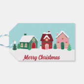 Kerst Kaartje 'Laat het Sneeuwen Kerstendorp' Cadeaulabel (Achterkant Horizontaal)