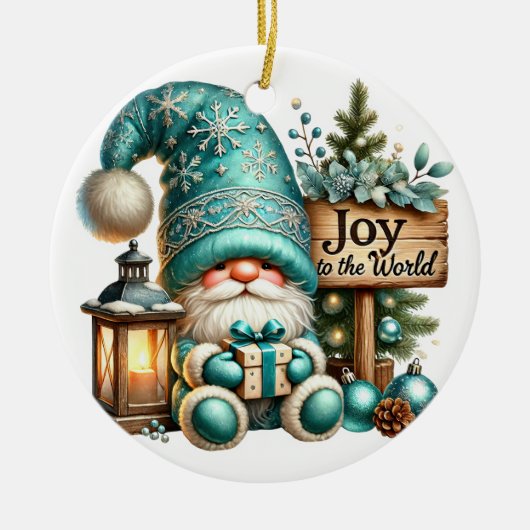 Kerst kabouter gezellig Kerst knusse kabouter Joy Keramisch Ornament (Voorkant)