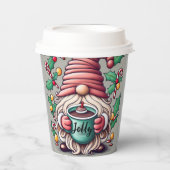 Kerst kabouter jolly papier koffiekopje papieren bekers (Voorkant)