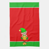 Kerst Kabouter op groen en rood Theedoek (Verticaal)