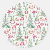 Kerst Kabouter Sticker met Watercolor (Voorkant)