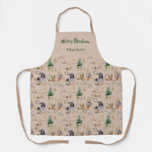 Kerst kabouters boerderij naam script beige schort (Voorkant)