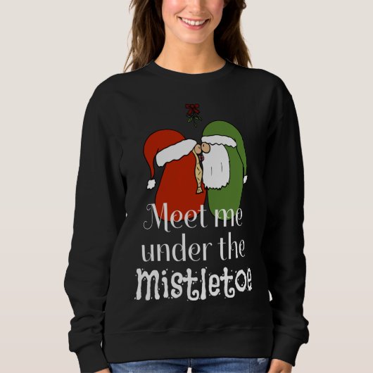 Kerst kabouters kussen Ontmoet me onder de mistlet Trui (Voorkant)