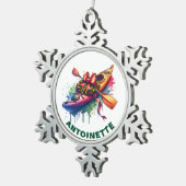 Kerst Kajak Aangepaste naam Tin Sneeuwvlok Ornament (Rechts)