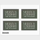Kerst kaki groen modern elegant eenvoudig rechthoekige sticker (Vel)