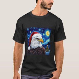 Kerst Kale Adelaar Santa Hat Van Gogh Sterrennacht T-shirt
