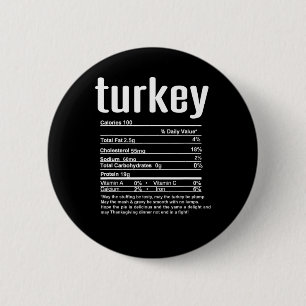Kerst kalkoen Thanksgiving voedingswaarde informat Ronde Button 5,7 Cm
